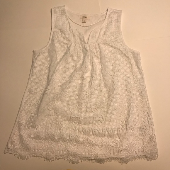 Style & Co. Tops - LAST CHANCE! NWOT NEVER WORN White Lacey Tank